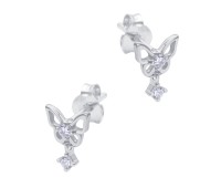 Butterfly Shaped CZ Silver Stud Earring STS-6488